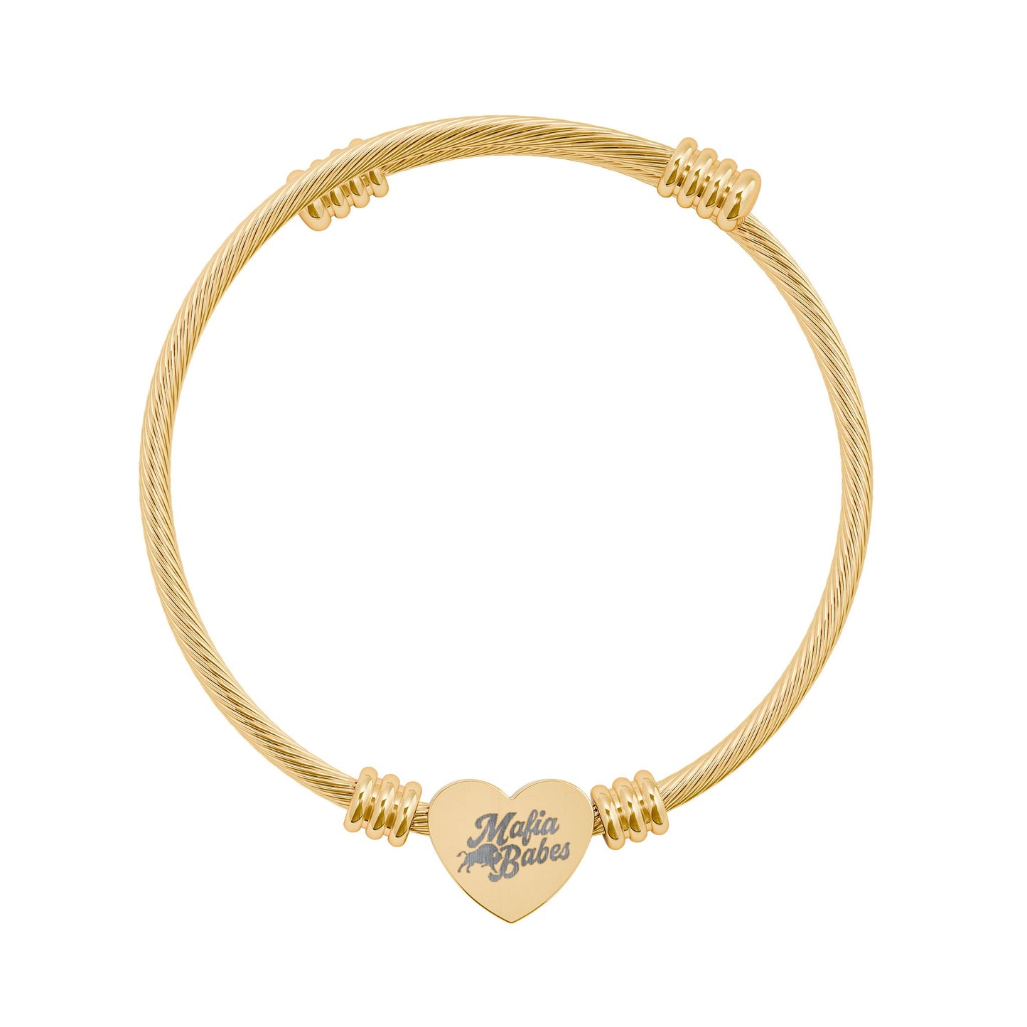 MAFIA Babes Laser-Engraved Heart Cuff Bracelet