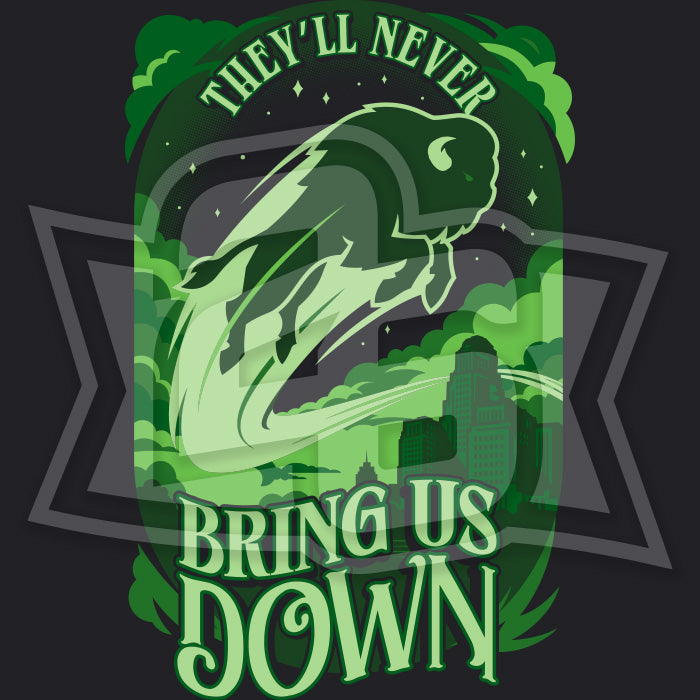 Volume 18, Shirt 4: "Never Bring Us Down" (Green)