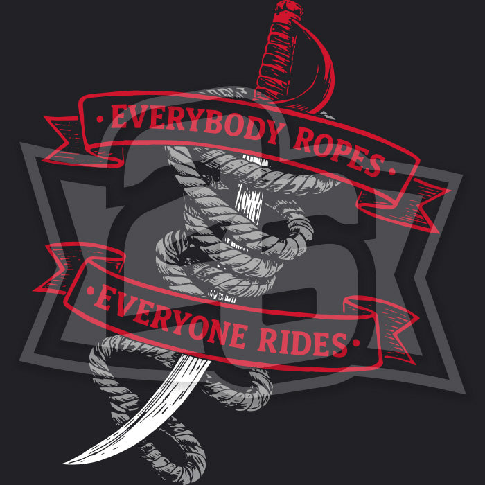 "Everybody Ropes, Everyone Rides" Premium Garment-Dyed Heavyweight T-Shirt (multiple color options)