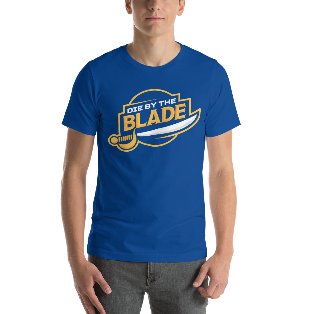 Die By the Blade - Unisex Logo T-Shirt (Blue and Gold)