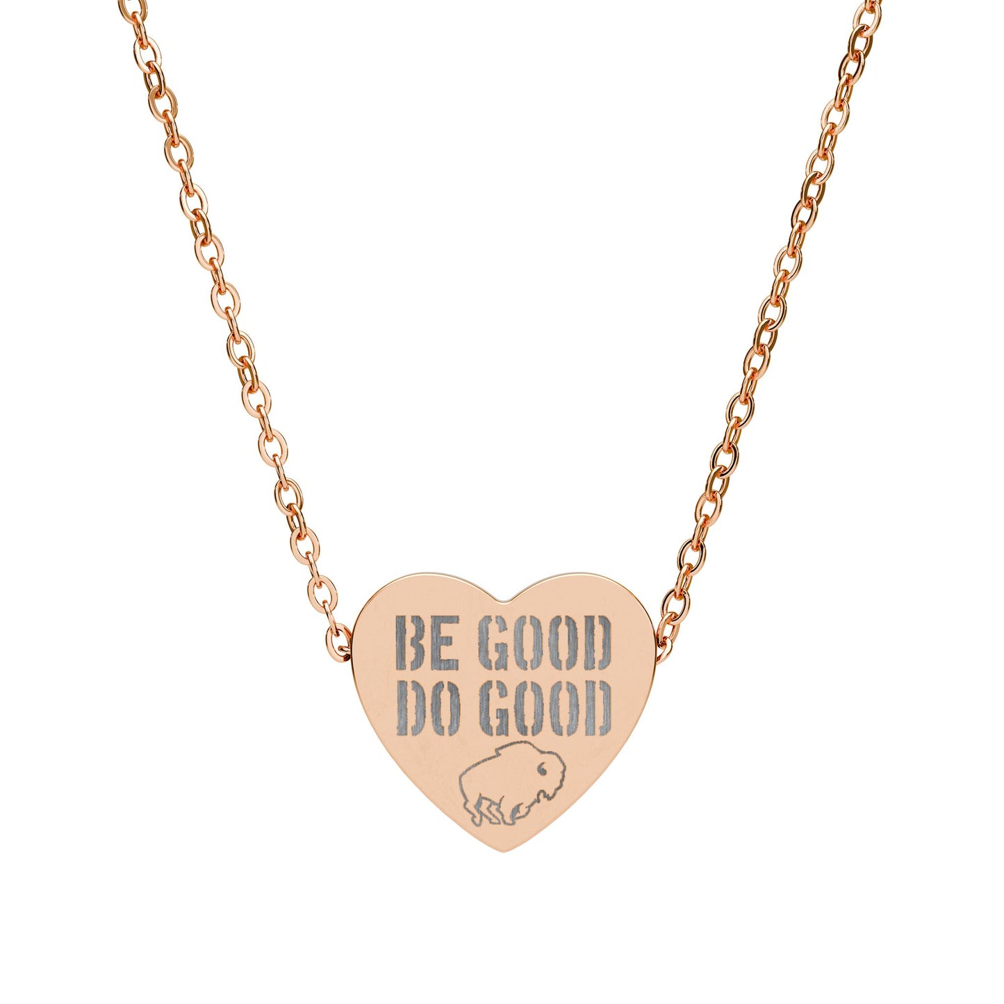 "Be Good" Laser-Engraved Heart Necklace