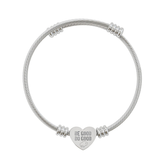 "Be Good" Laser-Engraved Heart Cuff Bracelet