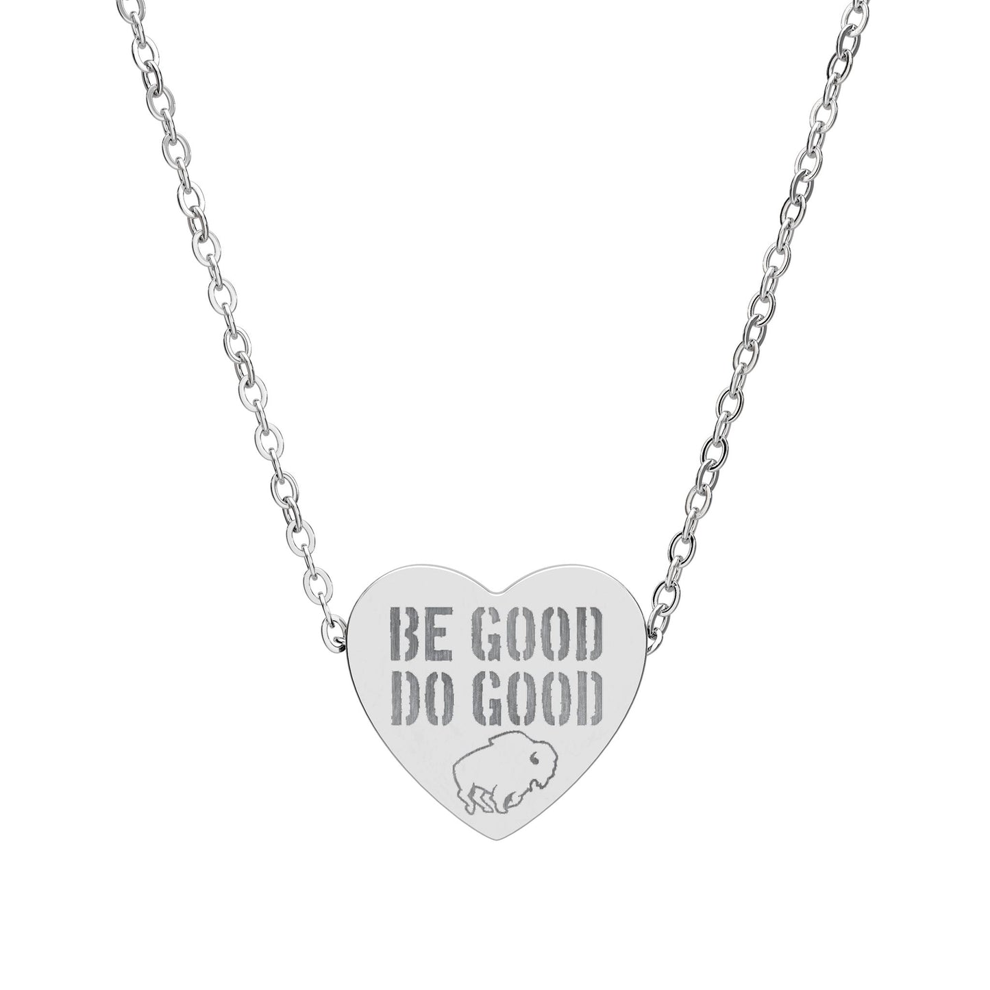 "Be Good" Laser-Engraved Heart Necklace