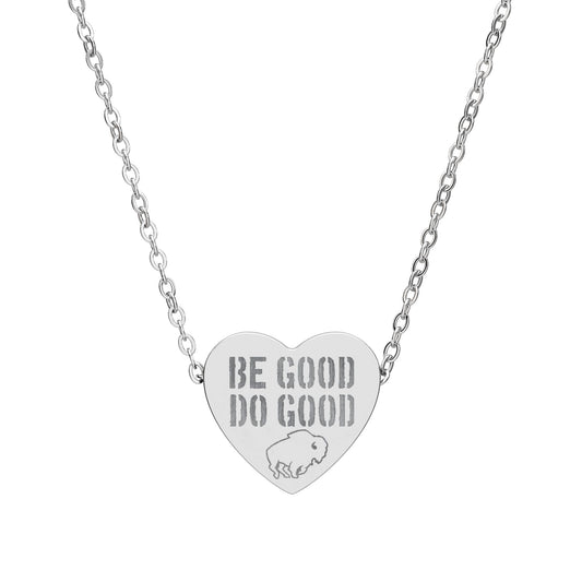 "Be Good" Laser-Engraved Heart Necklace