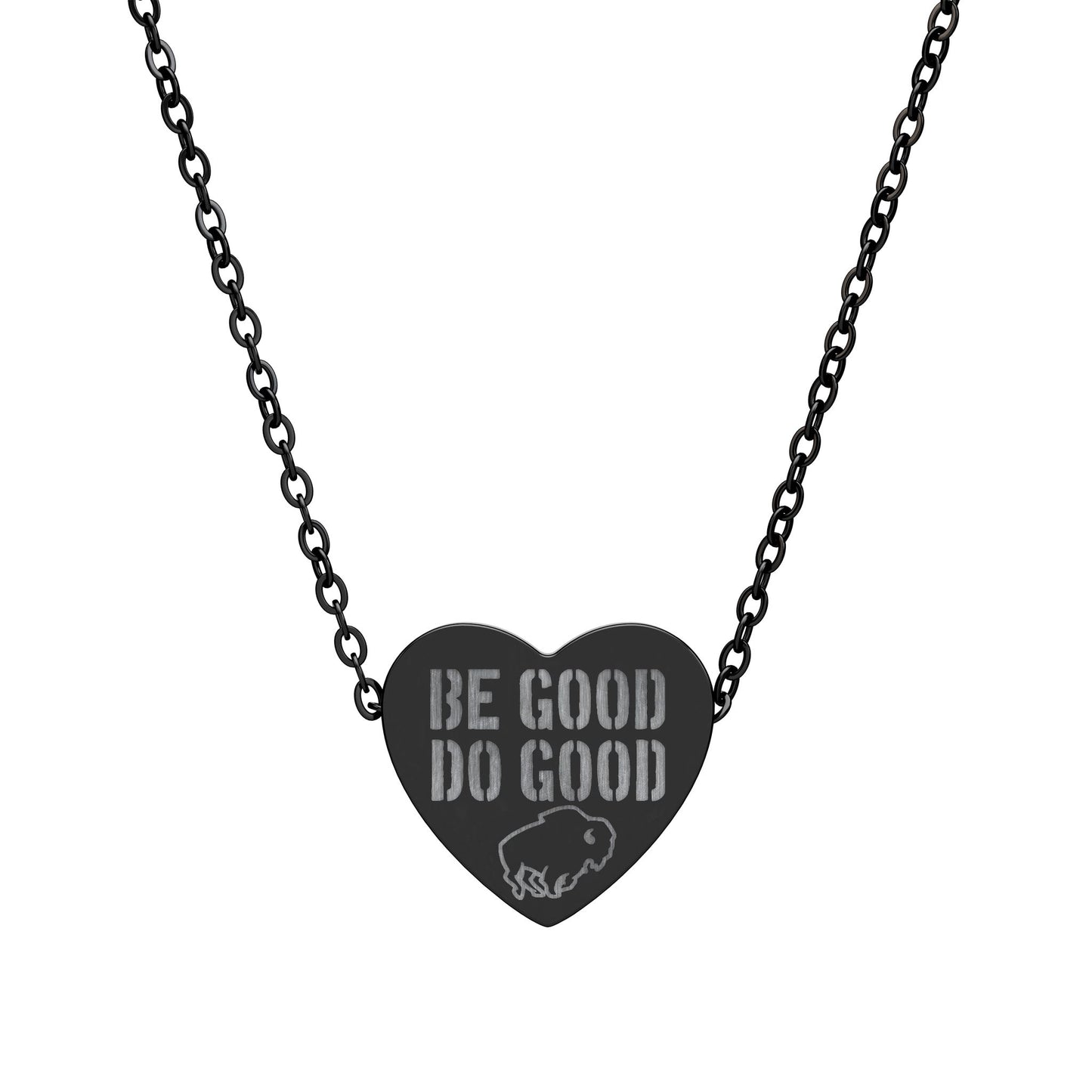 "Be Good" Laser-Engraved Heart Necklace