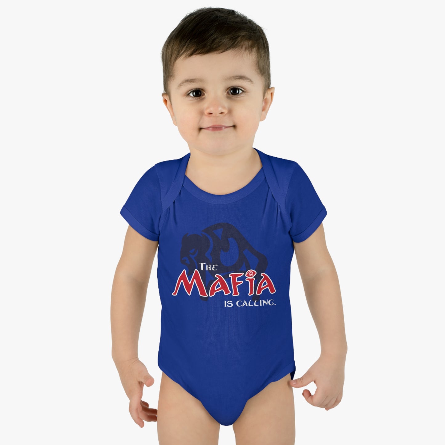 Volume 16, Shirt 2: "The Mafia is Calling" Baby Onesie (multiple color options)