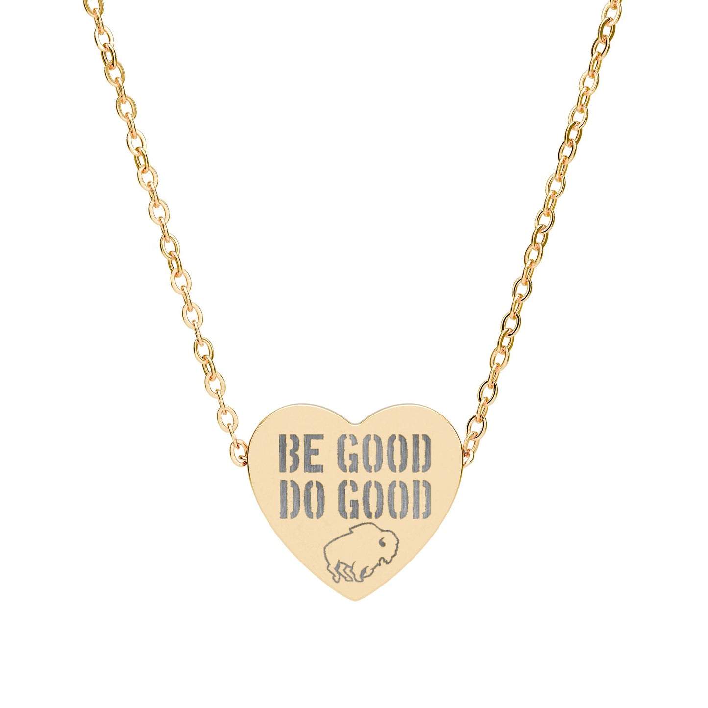 "Be Good" Laser-Engraved Heart Necklace