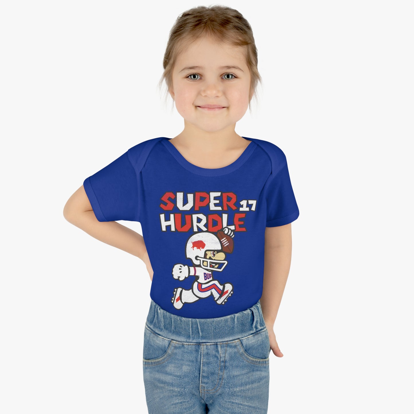 "Super Hurdle 17" Baby Onesie