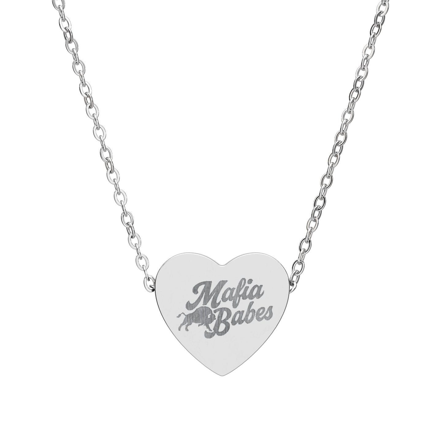 MAFIA Babes Laser-Engraved Heart Necklace