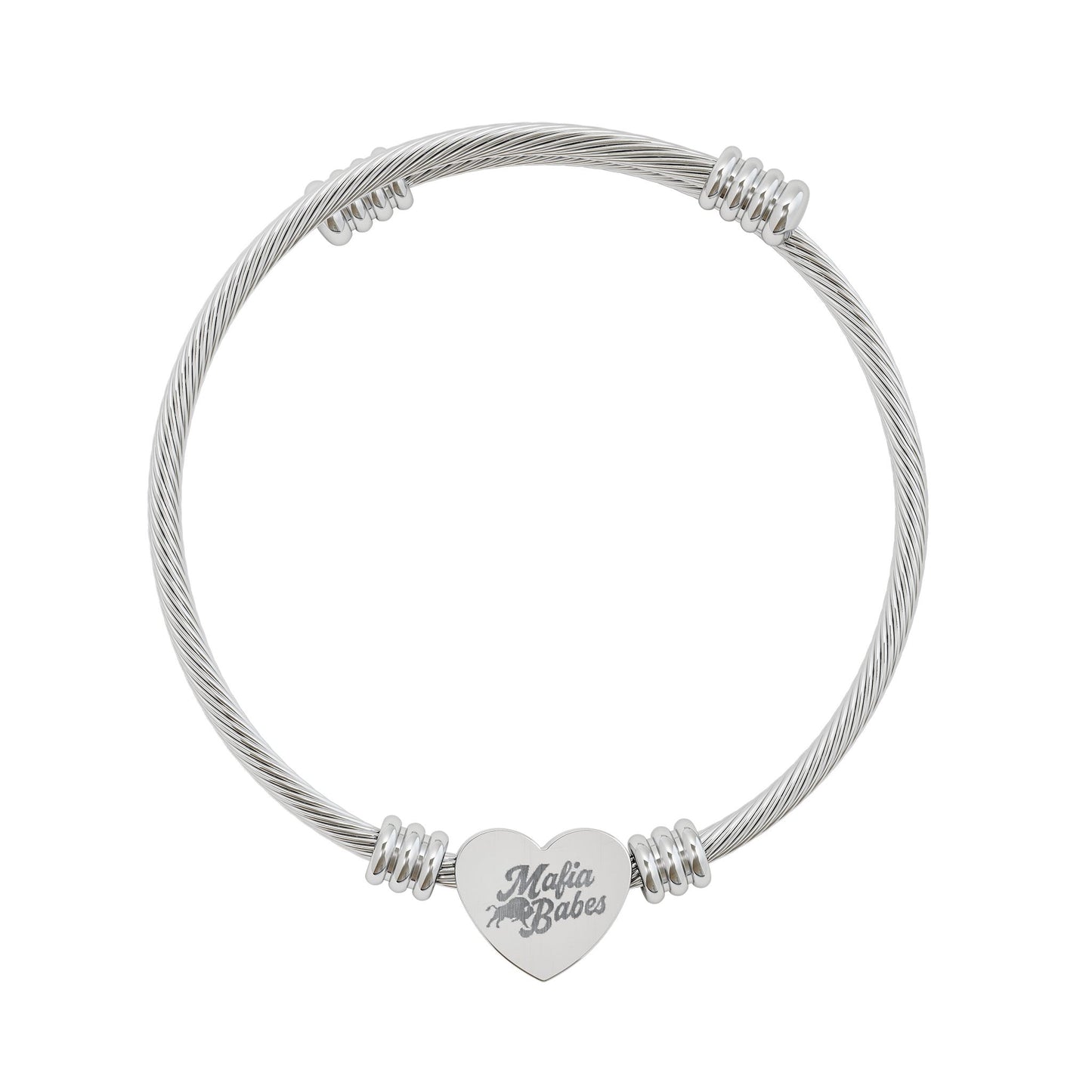MAFIA Babes Laser-Engraved Heart Cuff Bracelet