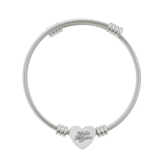 MAFIA Babes Laser-Engraved Heart Cuff Bracelet