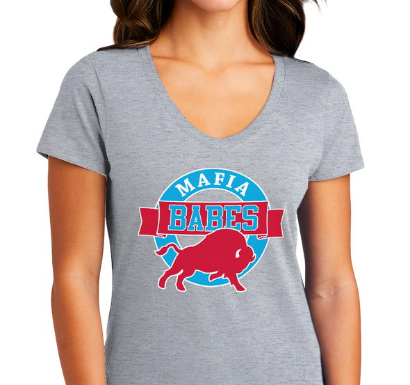 Ladies V-Neck, Heather Gray (90% cotton, 10% polyester)