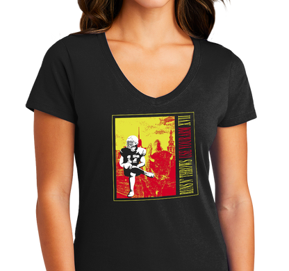 Ladies V-Neck, Black (100% cotton)