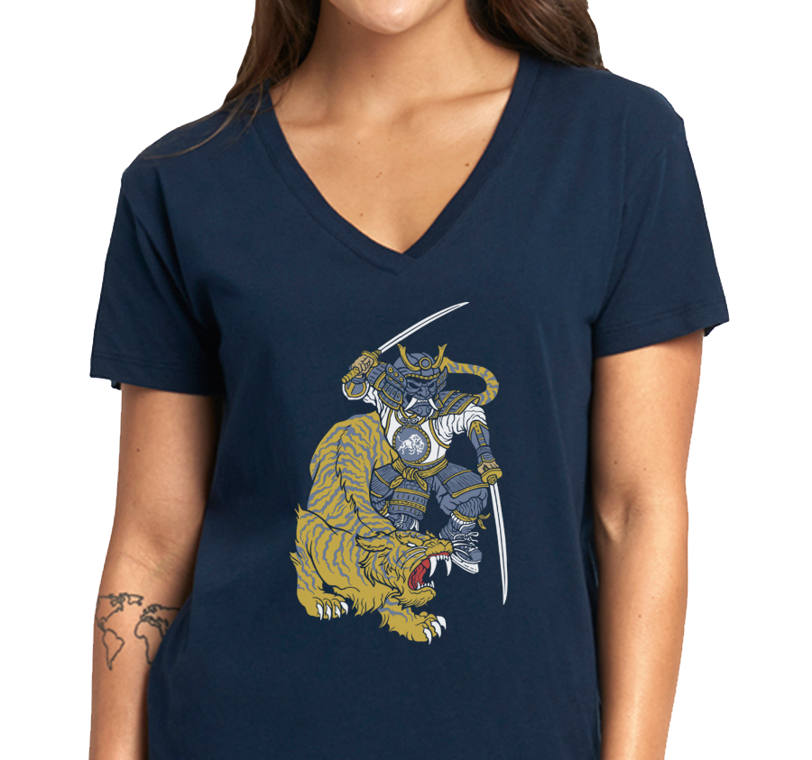 Ladies V-Neck, Heather Navy (100% cotton)