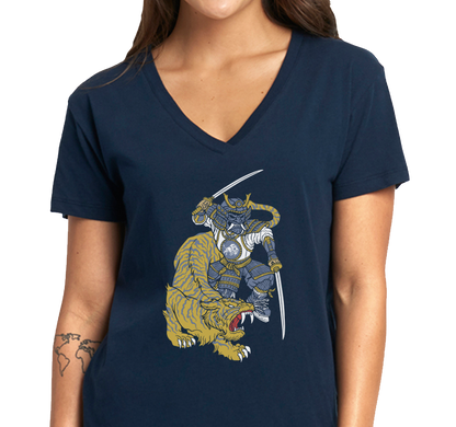 Ladies V-Neck, Heather Navy (100% cotton)