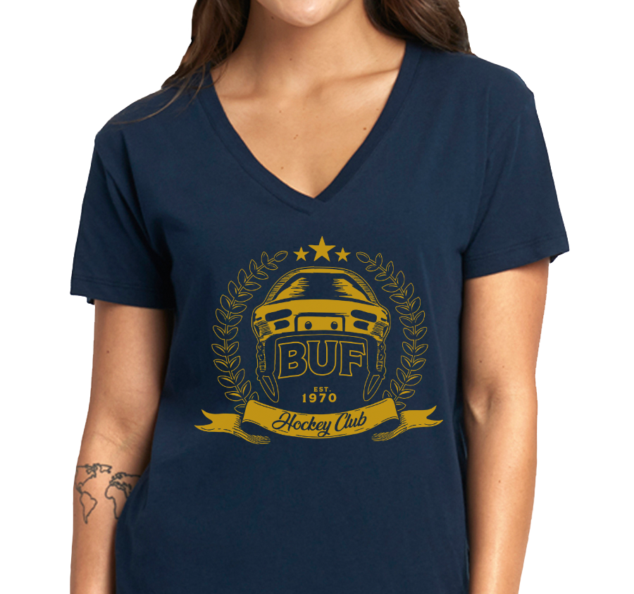 Ladies V-Neck, Navy (100% cotton)