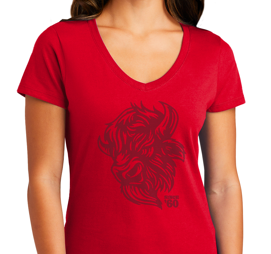 Ladies V-Neck, Red (100% cotton)