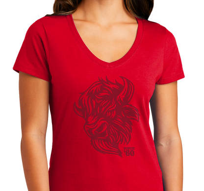 Ladies V-Neck, Red (100% cotton)