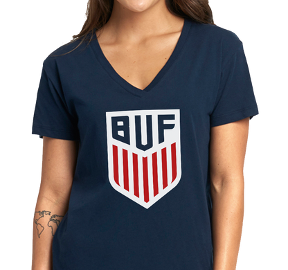 Ladies V-Neck, Navy (100% cotton)