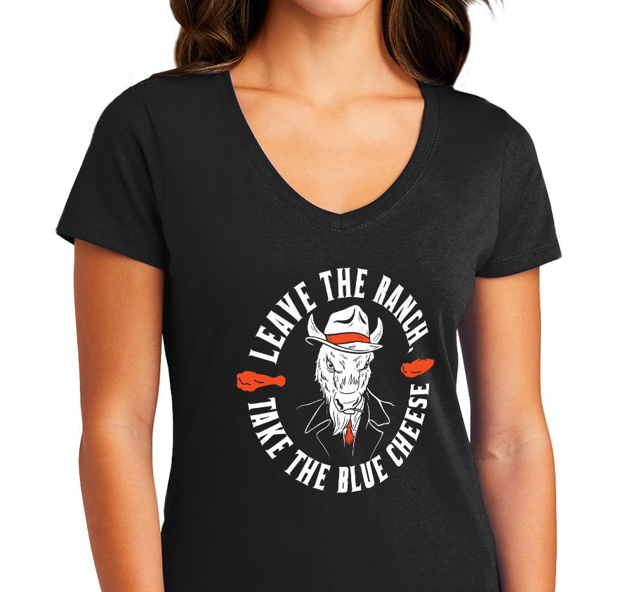 Ladies V-Neck, Black (100% cotton)