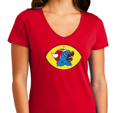 Ladies V-Neck, Red (100% cotton)