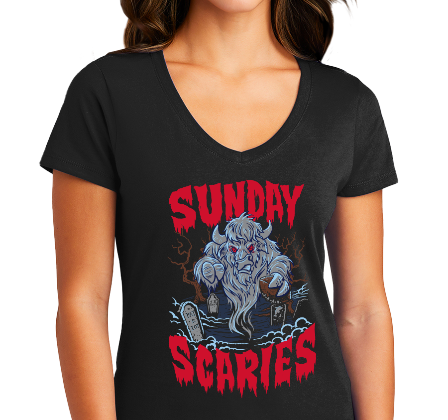 Ladies V-Neck, Black (100% cotton)