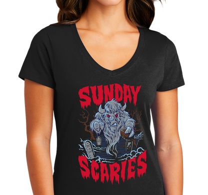 Ladies V-Neck, Black (100% cotton)