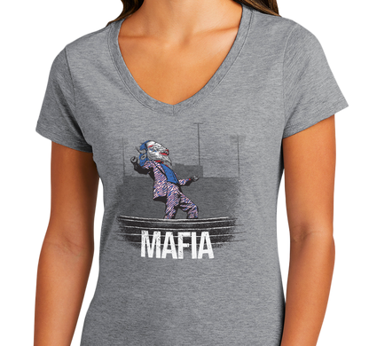 Ladies V-Neck, Heather Gray (90% cotton, 10% polyester)