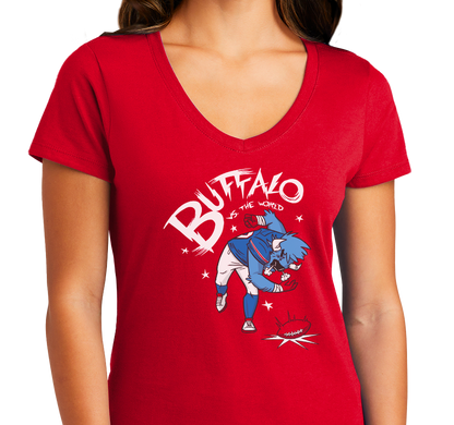 Ladies V-Neck, Red (100% cotton)