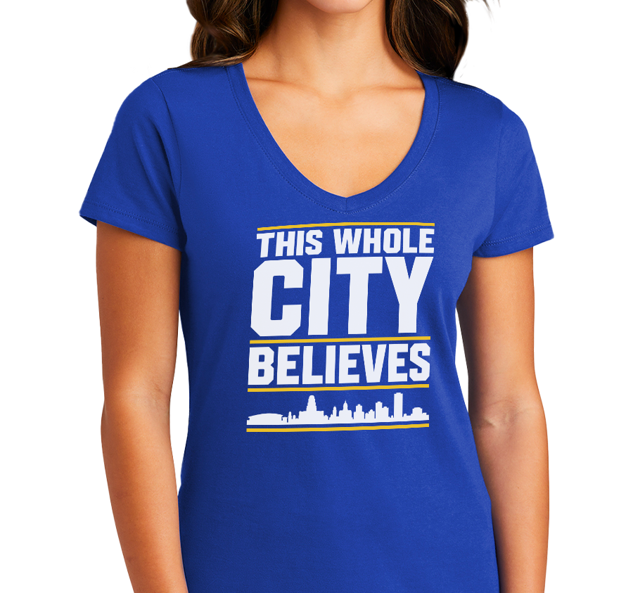 Ladies V-Neck, Royal (100% cotton)