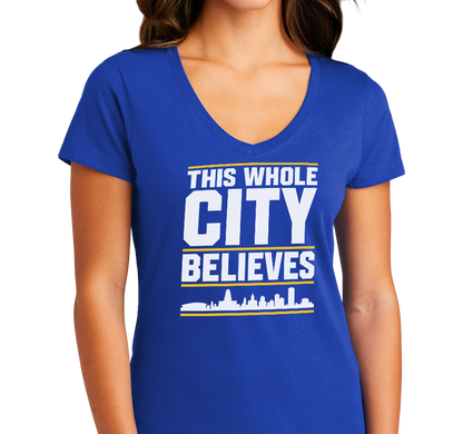 Ladies V-Neck, Royal (100% cotton)