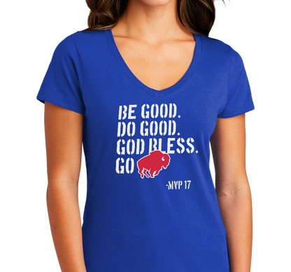 Ladies V-Neck, Royal (100% cotton)