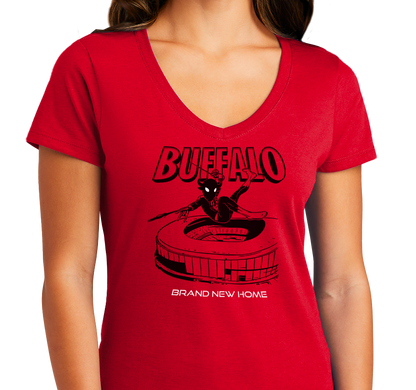 Ladies V-Neck, Red (100% cotton)