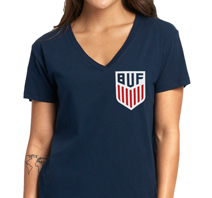 Ladies V-Neck, Navy (100% cotton)