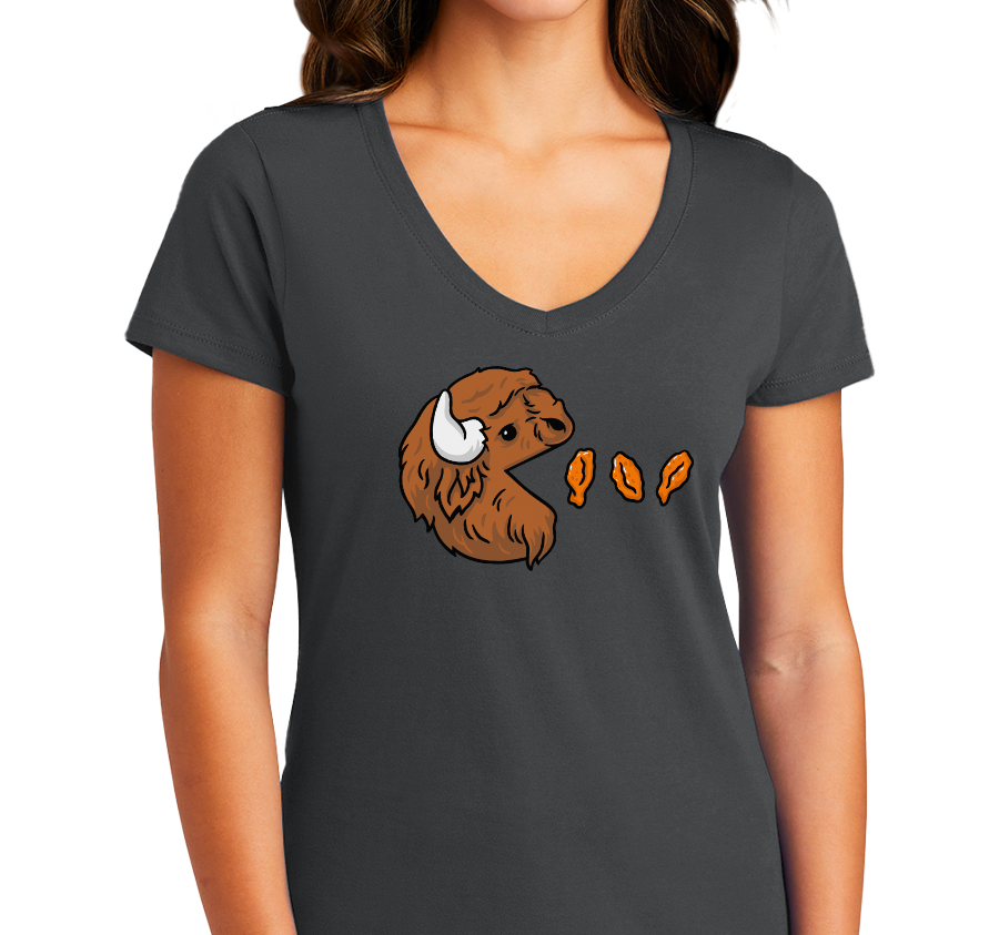 Ladies V-Neck, Dark Heather Gray (50% cotton, 50% polyester)