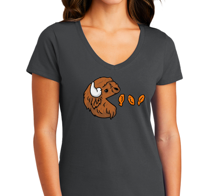 Ladies V-Neck, Dark Heather Gray (50% cotton, 50% polyester)