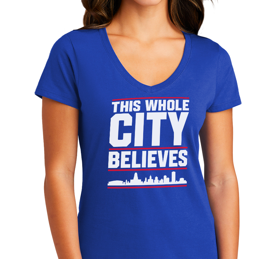 Ladies V-Neck, Royal (100% cotton)