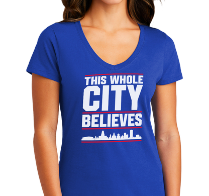 Ladies V-Neck, Royal (100% cotton)