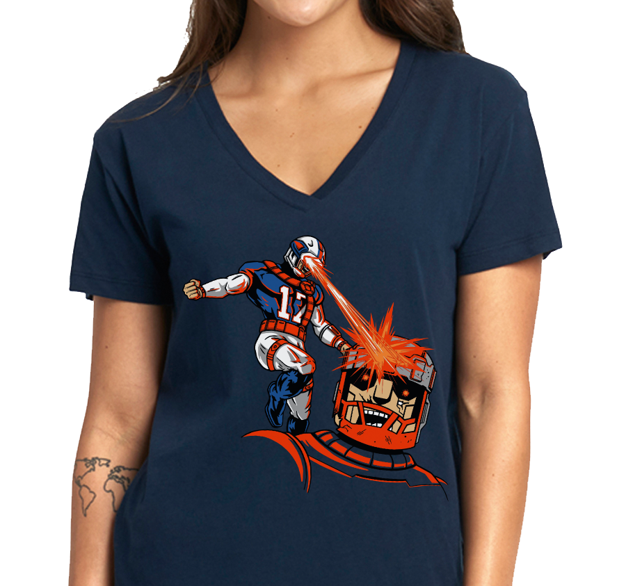 Ladies V-Neck, Navy (100% cotton)