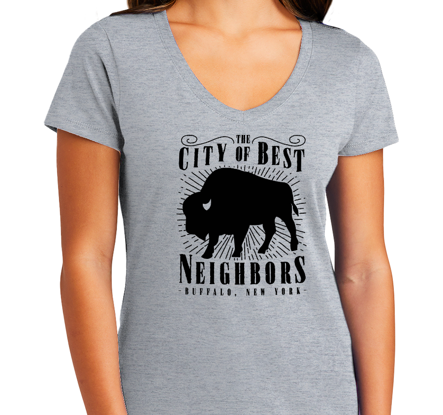 Ladies V-Neck, Heather Gray (90% cotton, 10% polyester)