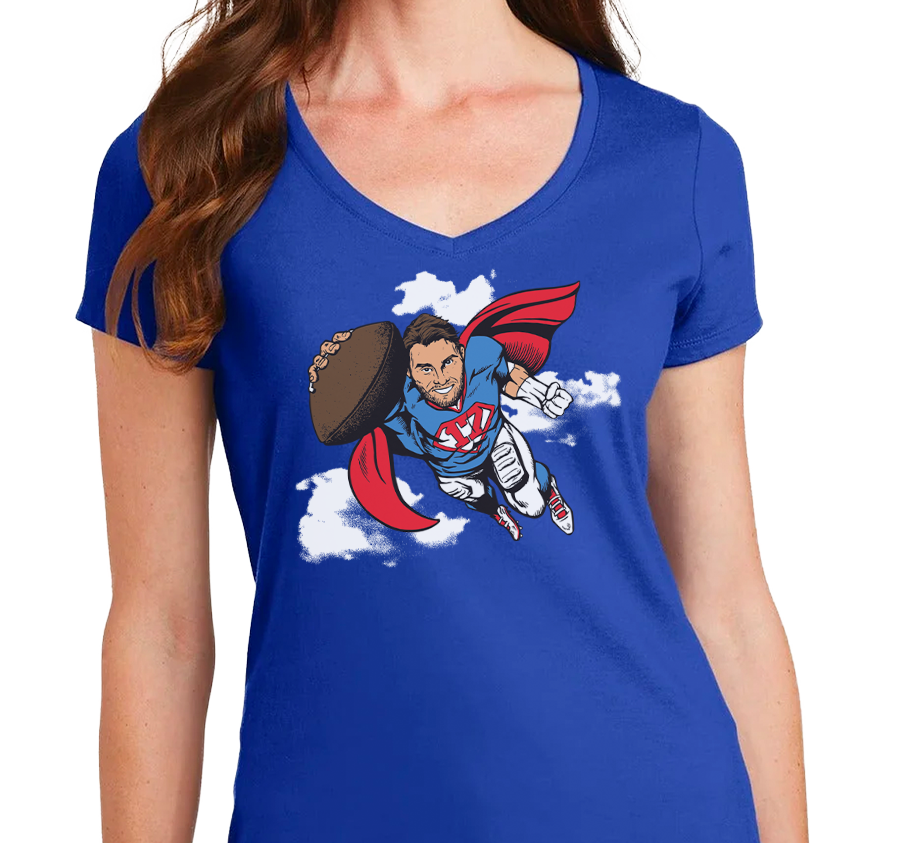 Ladies V-Neck, Royal (100% cotton)