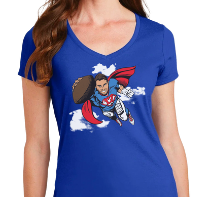 Ladies V-Neck, Royal (100% cotton)