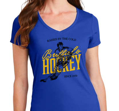 Ladies V-Neck, Royal (100% cotton)