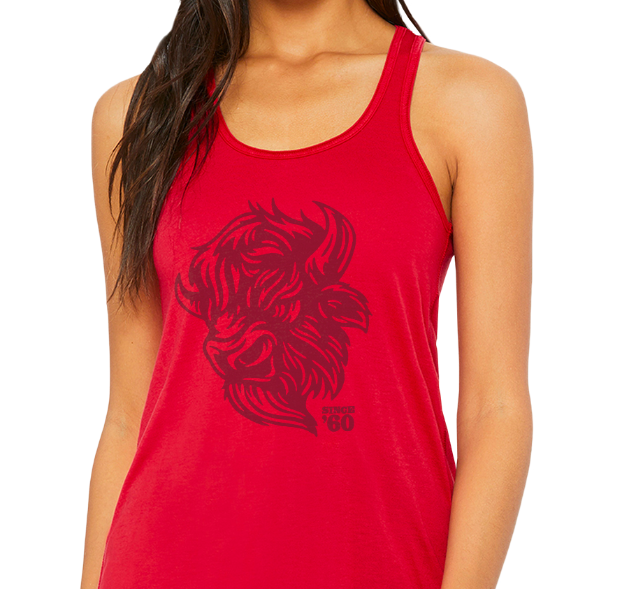 Racerback Tank Top, Red Frost (50% polyester, 25% cotton, 25% rayon)