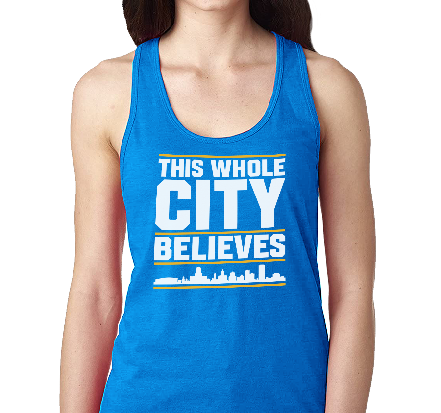 Racerback Tank Top, Royal Frost (50% polyester, 25% cotton, 25% rayon)
