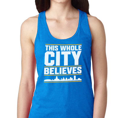 Racerback Tank Top, Royal Frost (50% polyester, 25% cotton, 25% rayon)