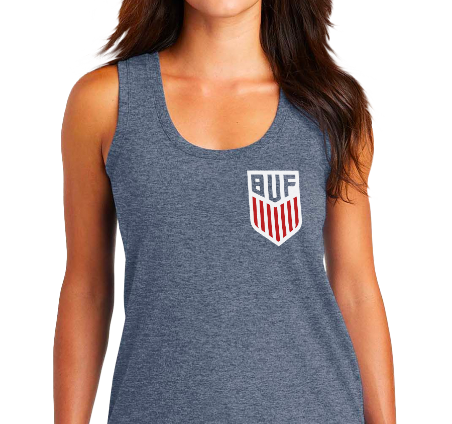 Racerback Tank Top, Navy Frost (50% polyester, 25% cotton, 25% rayon)