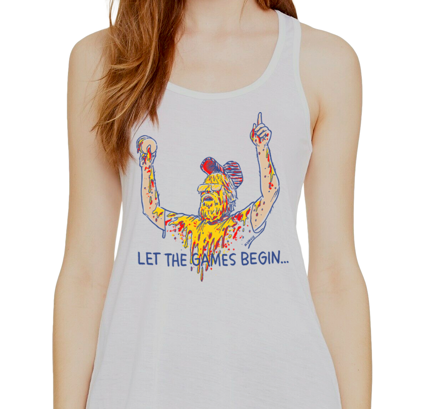 Racerback Tank Top, White Frost (50% polyester, 25% cotton, 25% rayon)
