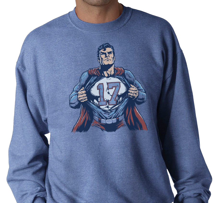 Crewneck Sweatshirt, Heather Royal (50% cotton, 50% polyester)