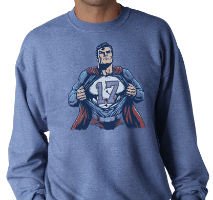 Crewneck Sweatshirt, Heather Royal (50% cotton, 50% polyester)